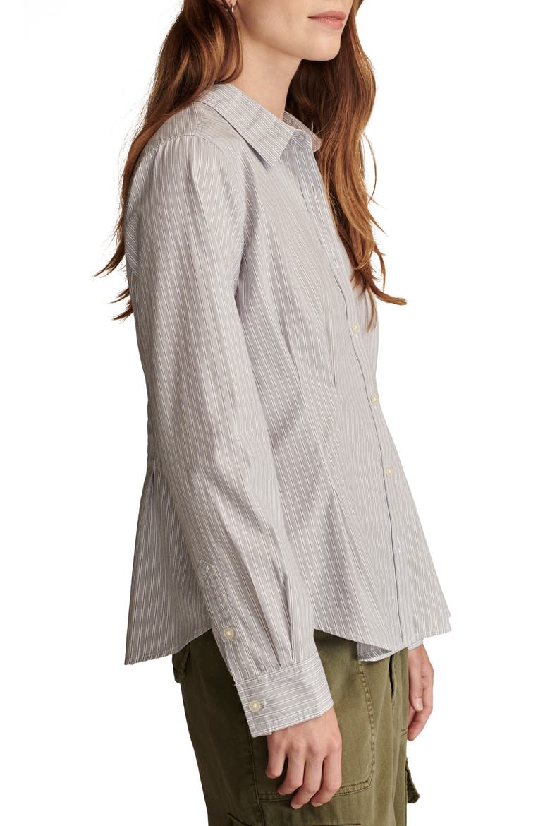 Stripe Cotton Button-Up Peplum Shirt, Alternate, color, BLUE STRIP