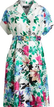 Tahari ASL Floral Midi Shirtdress
