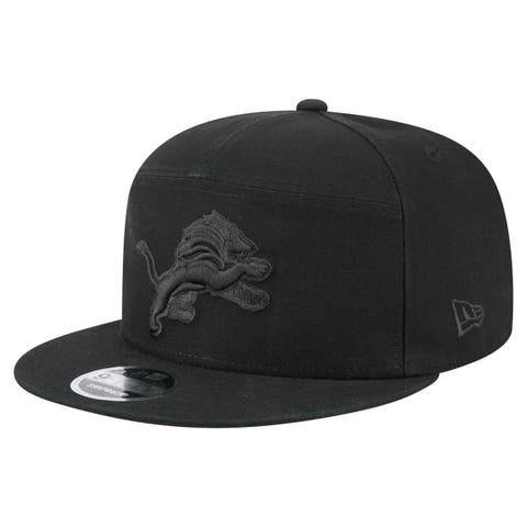Men's New Era Black Detroit Lions Adventure Canvas Split Panel 9FIFTY Snapback Hat