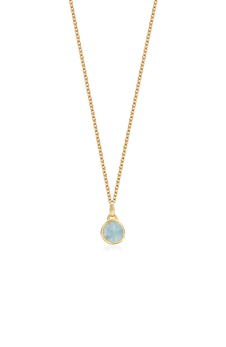 Monica Vinader Siren Bezel Pendant Charm, Main, color, Yellow Gold/ Aquamarine