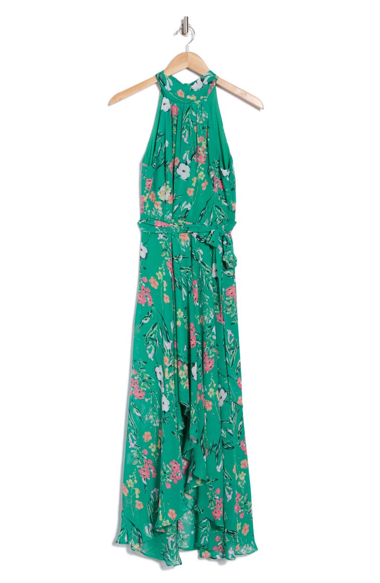 Eliza J Floral Sleeveless High-Low Maxi Dress, Alternate, color, Green Multi
