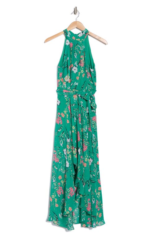 ELIZA J ELIZA J FLORAL SLEEVELESS HIGH-LOW MAXI DRESS
