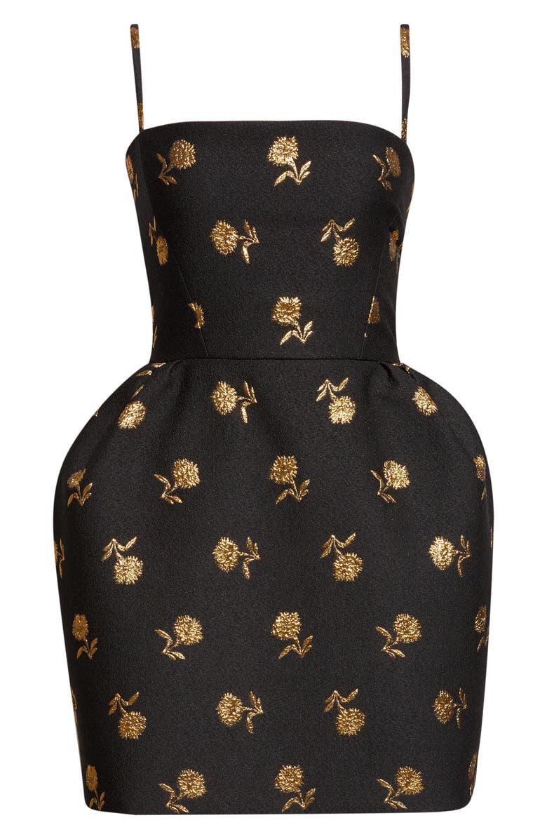 Carolina Herrera Carnation Metallic Brocade Bell Shape Minidress, Alternate, color, Black Multi
