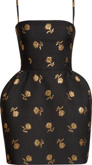 Carolina Herrera Carnation Metallic Brocade Bell Shape Minidress