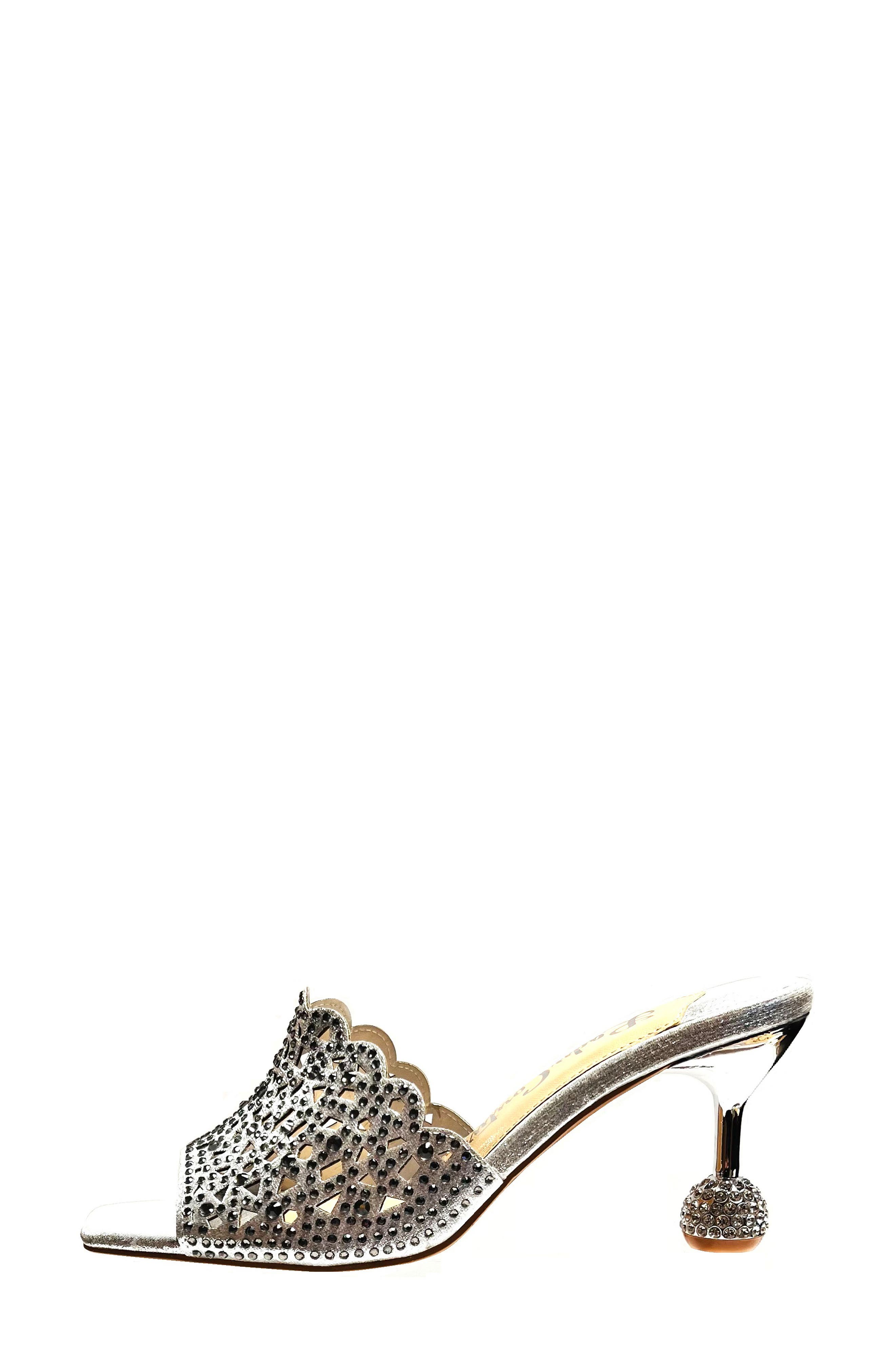 LADY COUTURE Rhinestone Laser Cut Sandal, Alternate, color, Silver