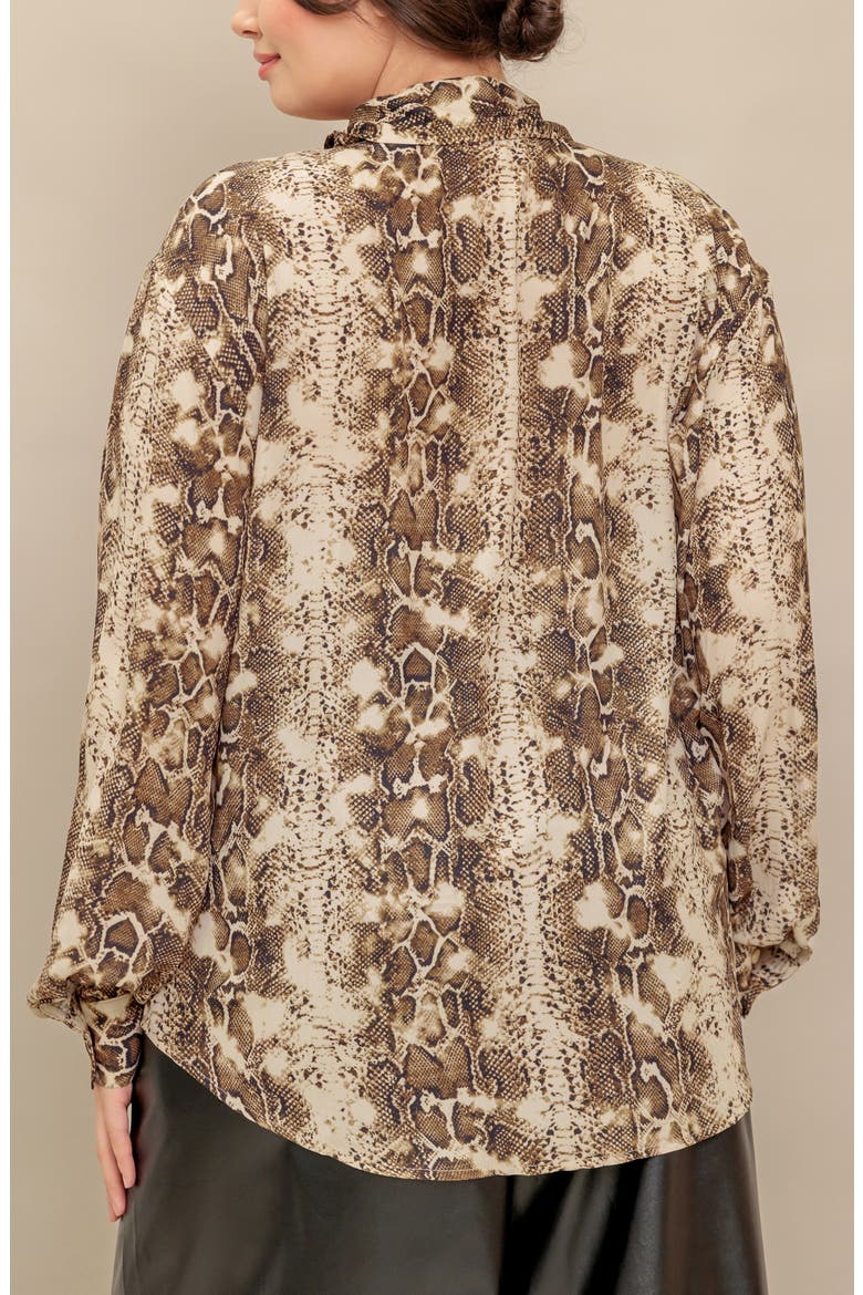 Snakeskin Print Button-Up Shirt, Alternate, color, TAUPE BROWN