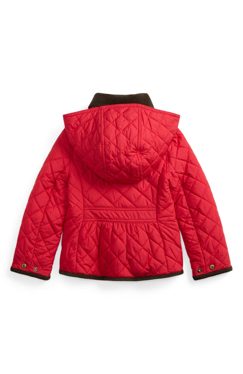 Polo Ralph Lauren Water Repellent Quilted Jacket with Removable Hood, Alternate, color, Ralph Red