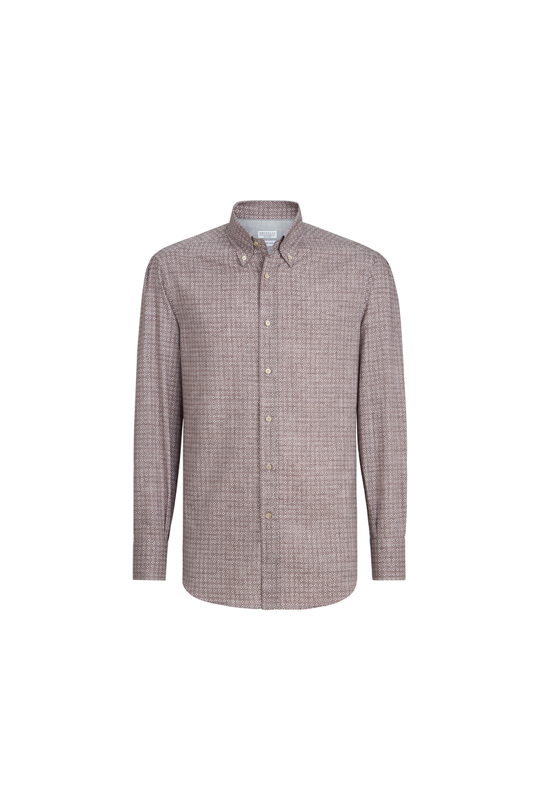Printed twill shirt, Alternate, color, Brown