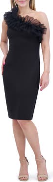 Eliza J Ruffle One-Shoulder Sheath Dress