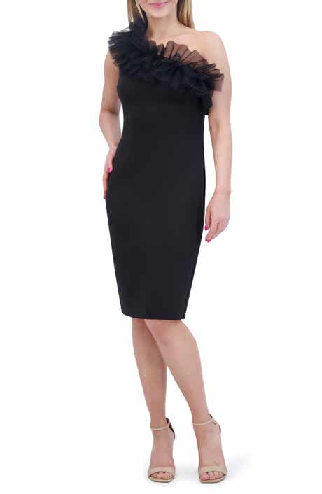 Eliza J Ruffle One-Shoulder Sheath Dress