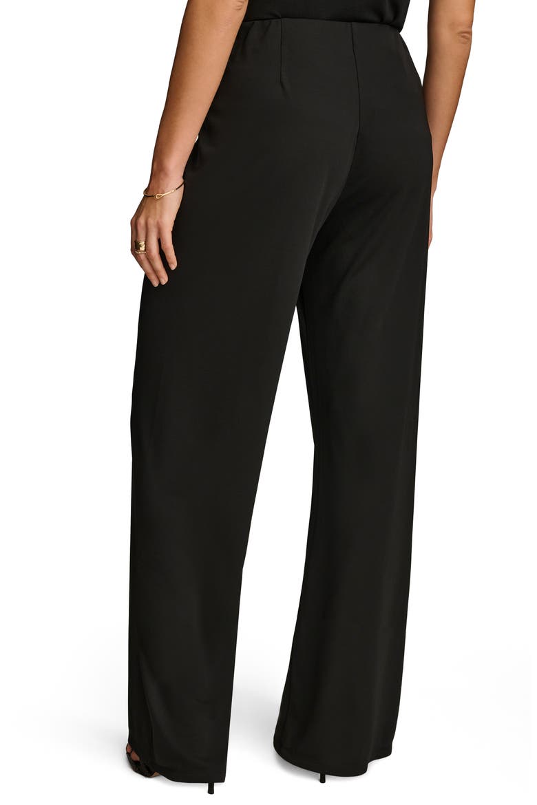 Flat Front Wide Leg Pants, Alternate, color, BLACK
