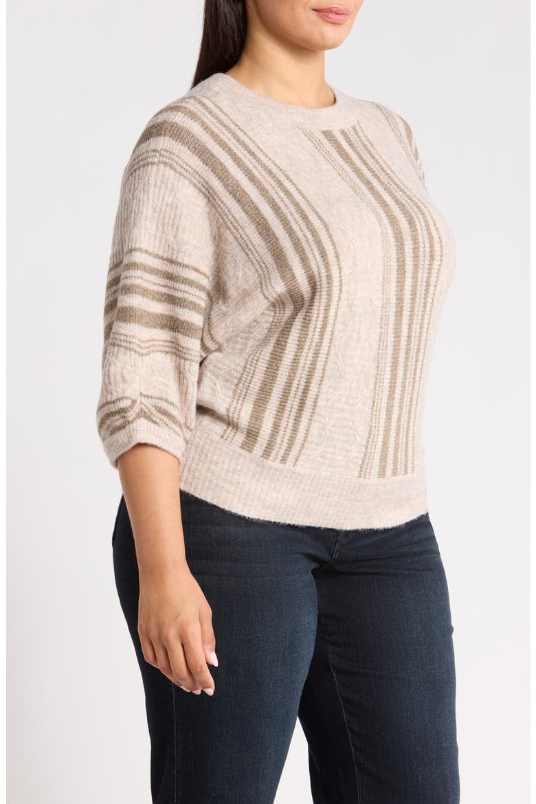 Striped Dolman Sleeve Sweater, Alternate, color, OATMEAL/ OYSTER MUSHROOM