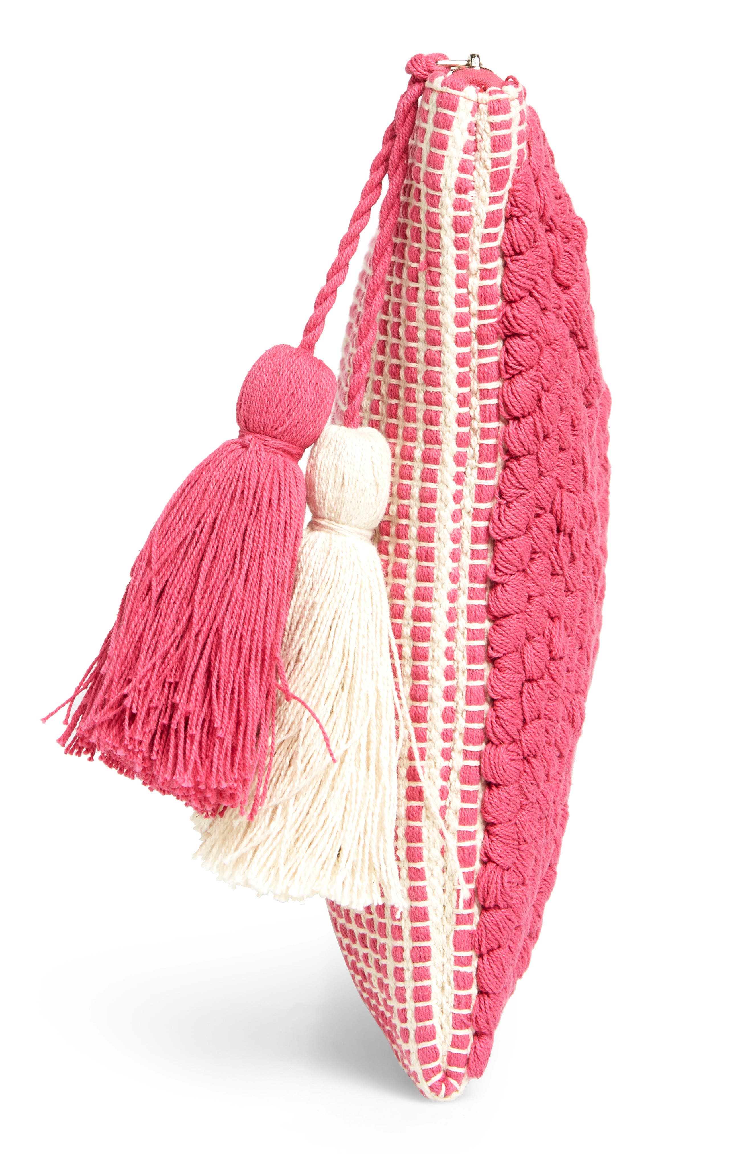 Sole Society Palisades Tasseled Woven Clutch, Alternate, color, 