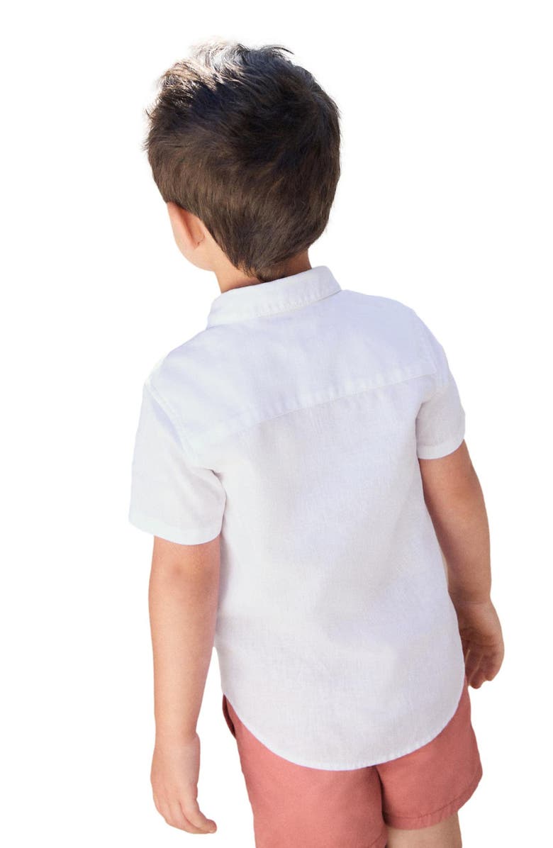 NEXT Kids' Palm Embroidered Linen & Cotton Button-Up Shirt, Alternate, color, White