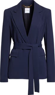ST. JOHN Juliana Belted Lightweight Stretch Cady Wrap Jacket
