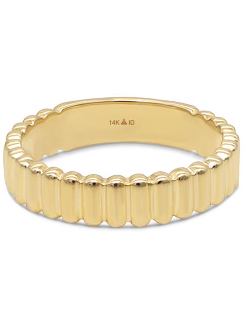 Ribbed Band Ring in 14K Gold, 5mm
