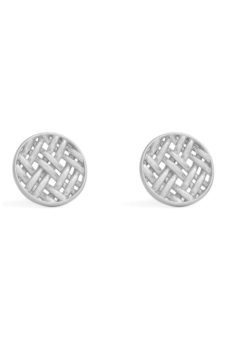 Cinta Woven Stud Earrings, Main, color, SILVER
