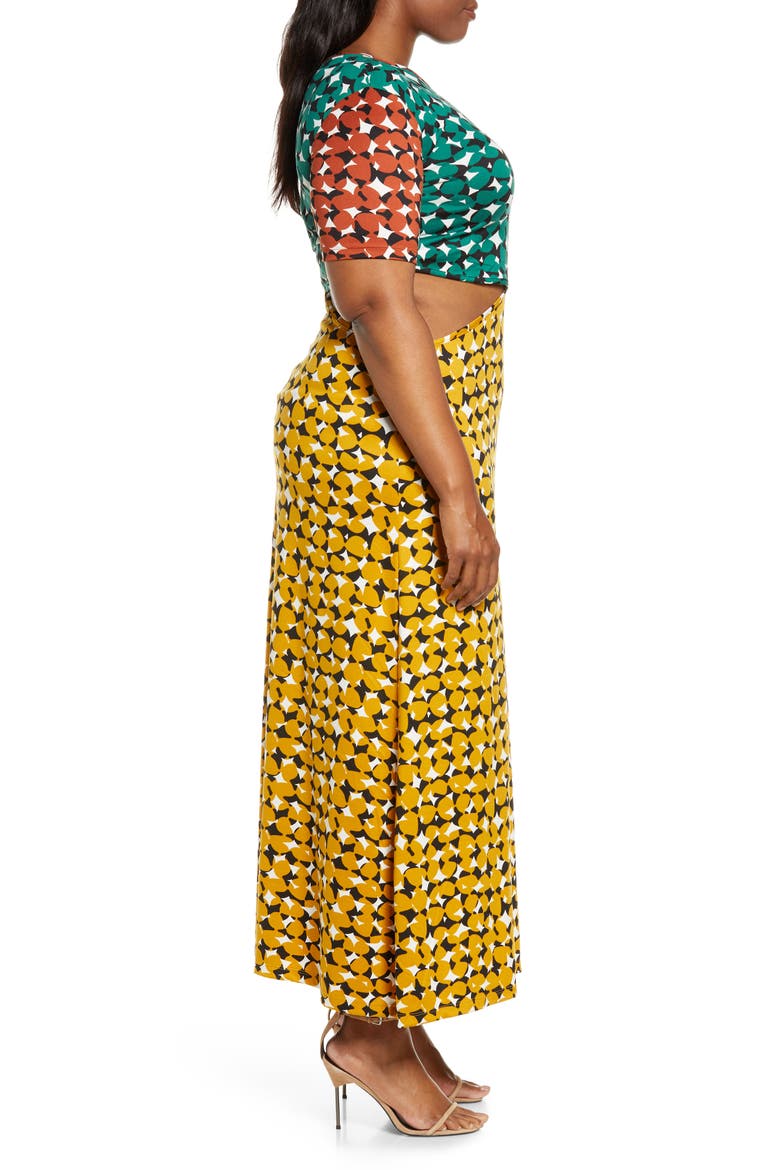 Shuri Cutout Waist Jersey Dress, Alternate, color, GEO MULTI