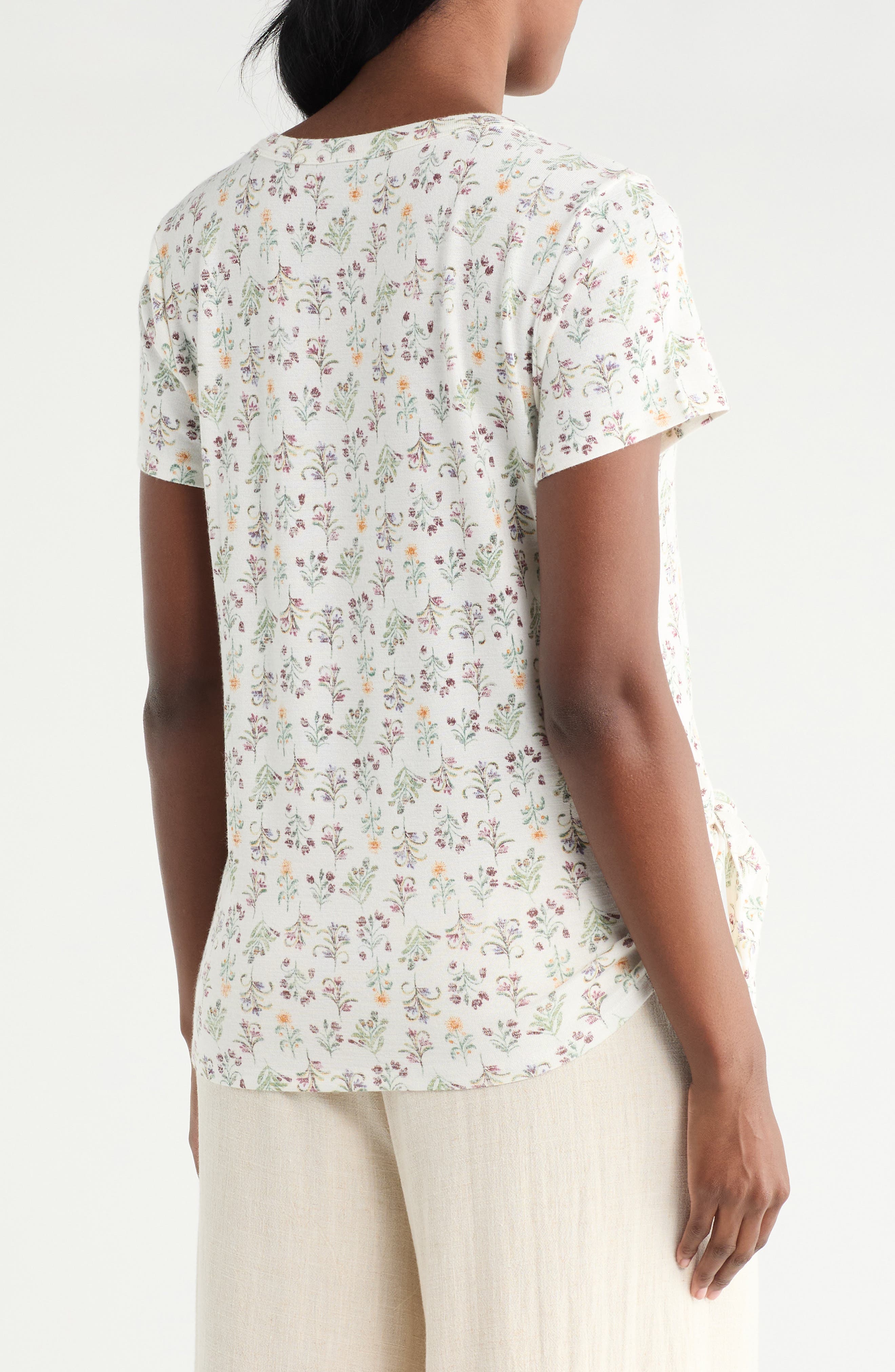 Floral Print Side Tie T-Shirt - image 2