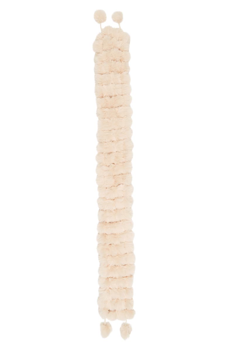 La Fiorentina Faux Fur Pompom Muffler Scarf, Alternate, color, Beige