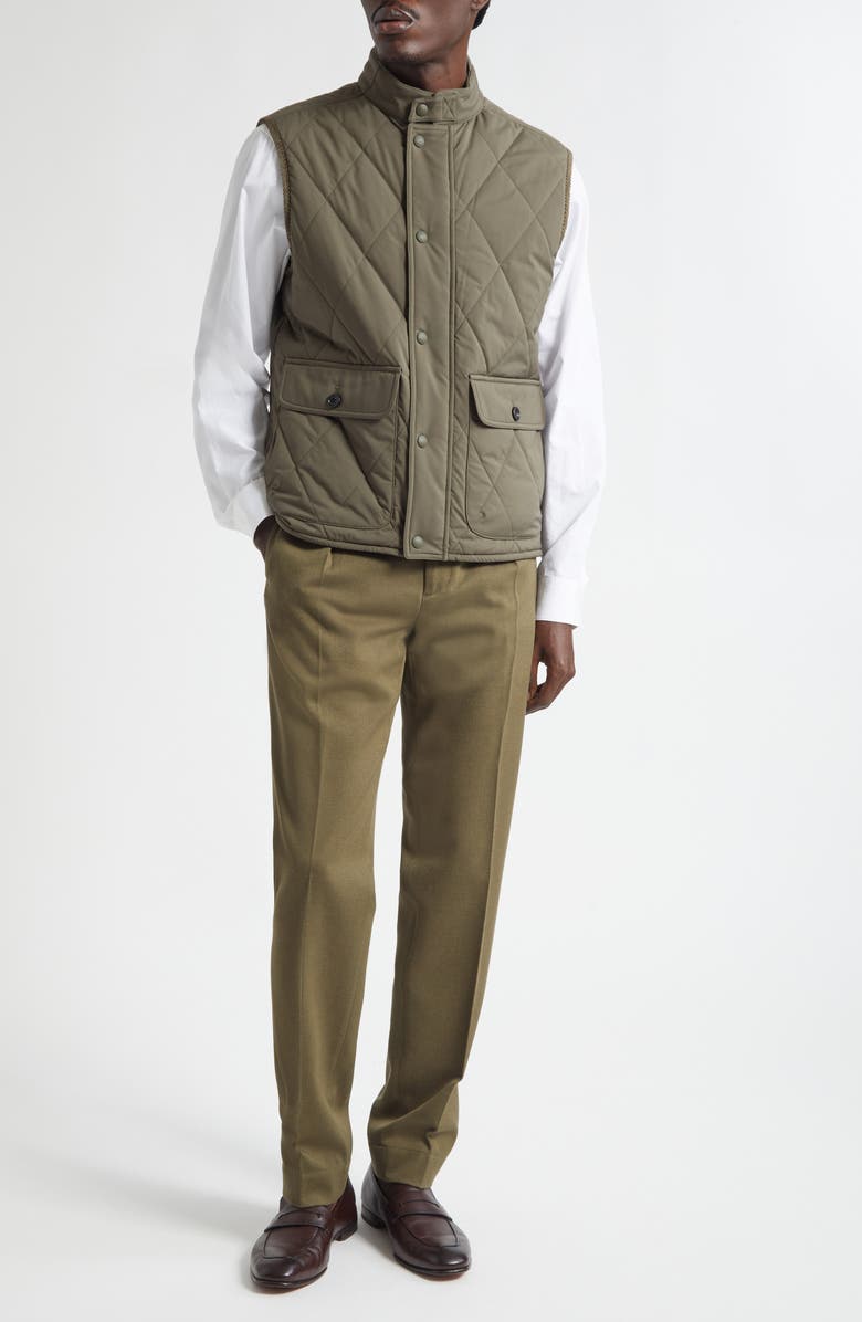 Ralph Lauren Purple Label Carleton Diamond Quilted Down Vest, Alternate, color, Olive