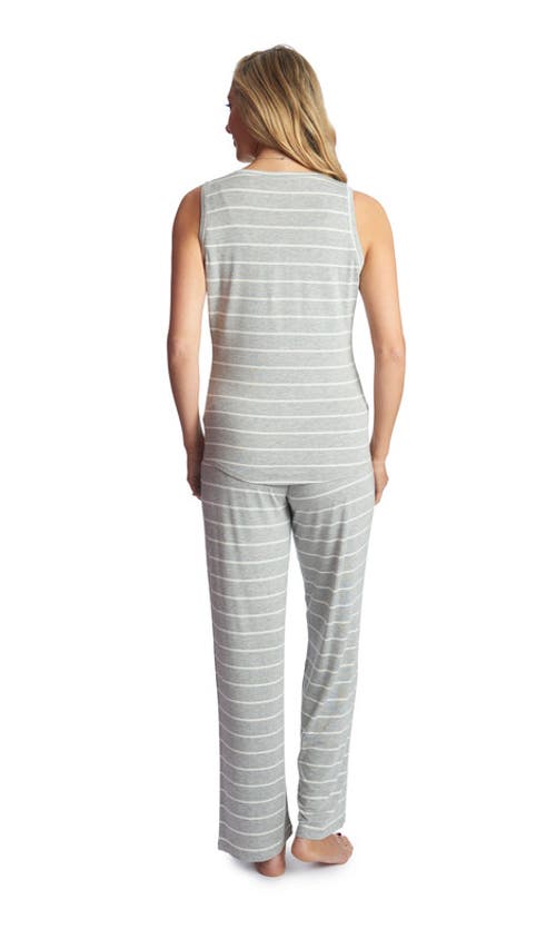 Everly Grey Maternity Joy Tank & Pants /nursing Pajama Set In Gray