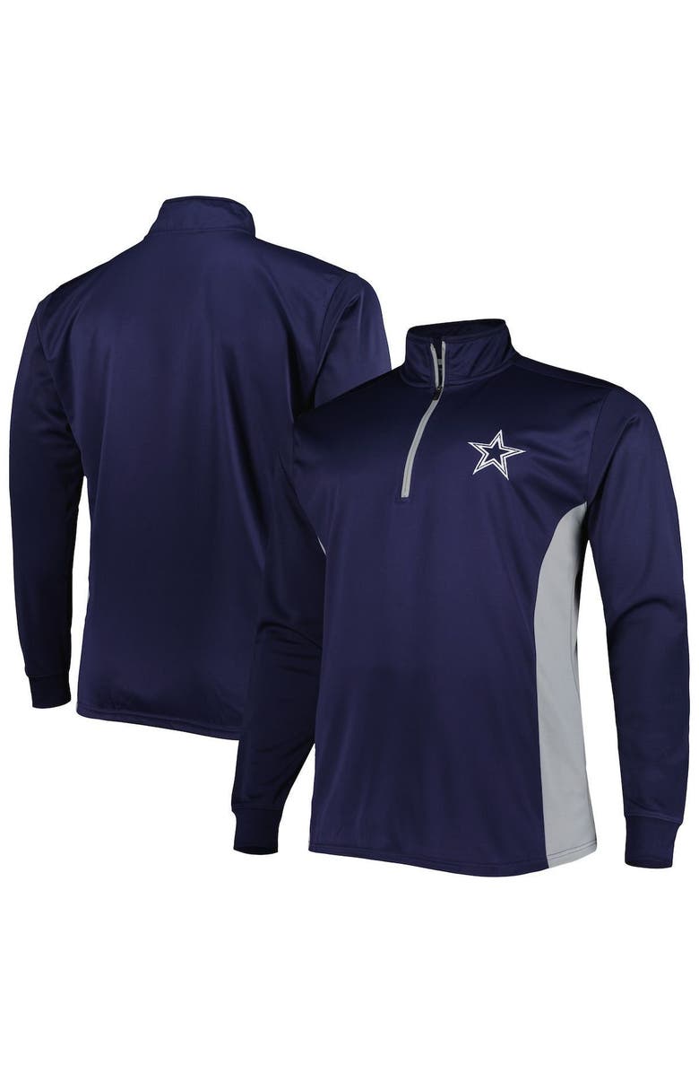 PROFILE Men's Navy Dallas Cowboys Big & Tall Quarter-Zip Top, Main, color, 