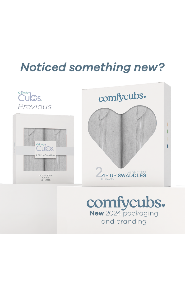 Comfy Cubs Easy Zipper Swaddle Blankets, Alternate, color, Gray