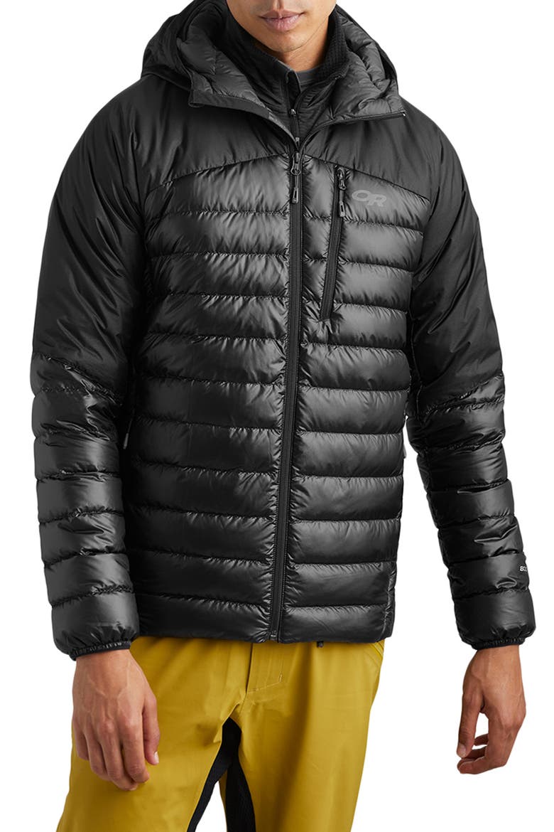 Helium Water Resistant Hooded 800 Fill Down Jacket, Main, color, BLACK