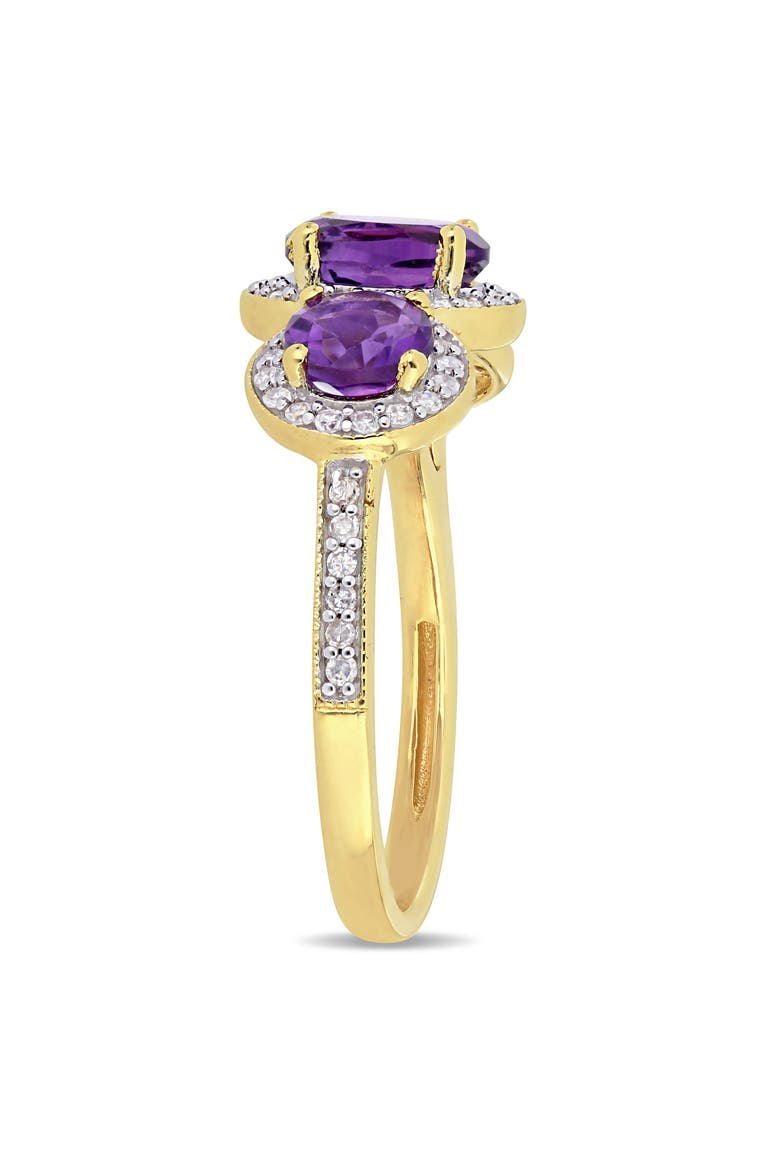 Amethyst & Diamond 3-Stone Halo Ring, Alternate, color, Amethyst