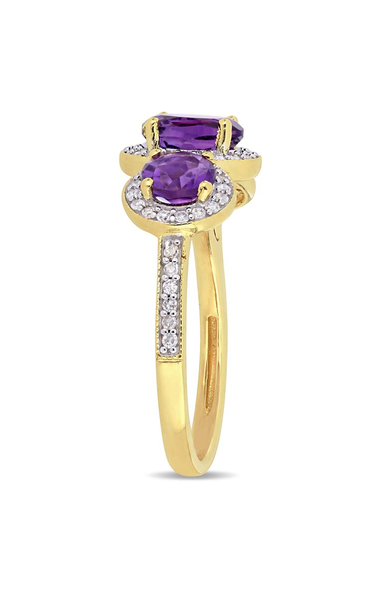 Julianna B. Amethyst & Diamond 3-Stone Halo Ring, Alternate, color, Amethyst