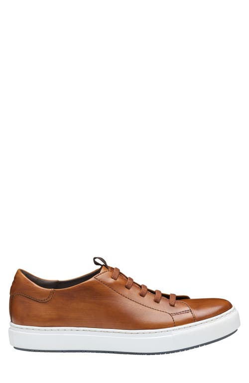 Johnston & Murphy Collection Anson Lace To Toe Sneaker In Brown Hand-stained Calfskin