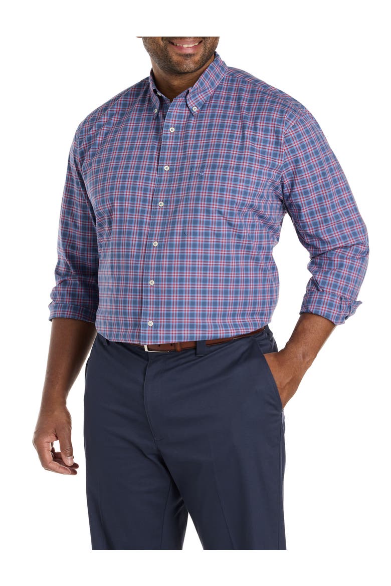 Big & Tall Check Poplin Sport Shirt, Main, color, HARBOR PLAID