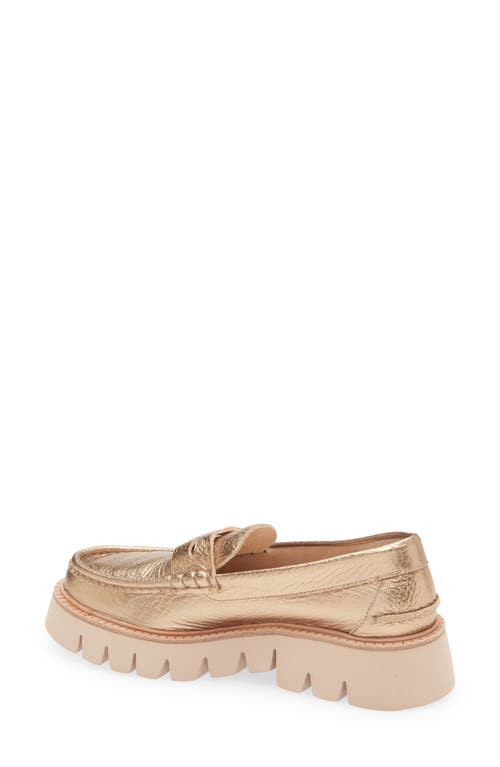 Pedro Garcia Sebas Lug Metallic Penny Loafer In Cava Cervo Lame