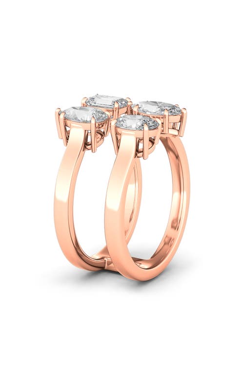 Hautecarat Fancy 4-stone Lab Created Diamond Ring In 18k Rose Gold