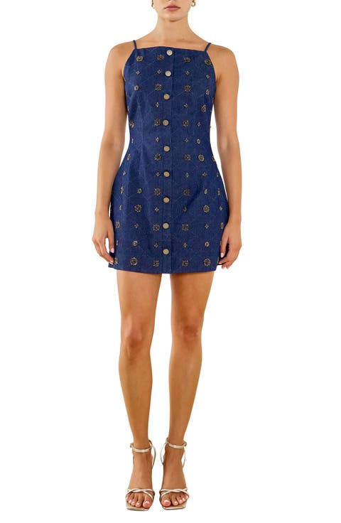 Embellished Denim Minidress