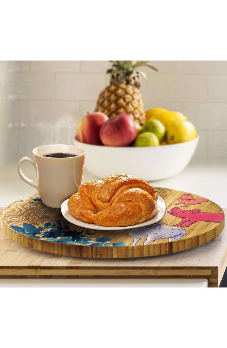 Gibson Market Life on the Farm 13 Inch Wood Lazy Susan Turntable, Alternate, color, Wood