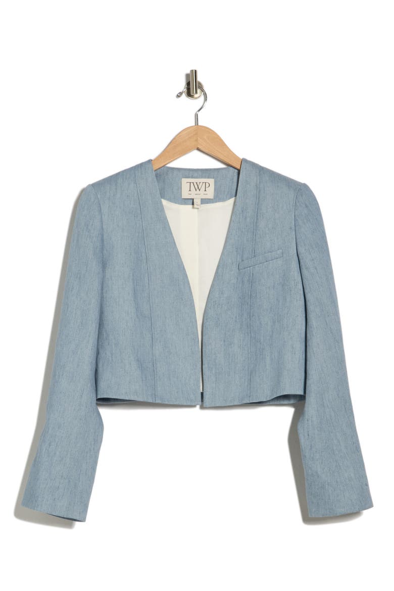 Drink at Costes Hemp Crop Blazer, Alternate, color, LIGHT INDIGO