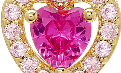 Lily Nily Kids' Cubic Zirconia Heart Halo Stud Earrings In Dark Pink