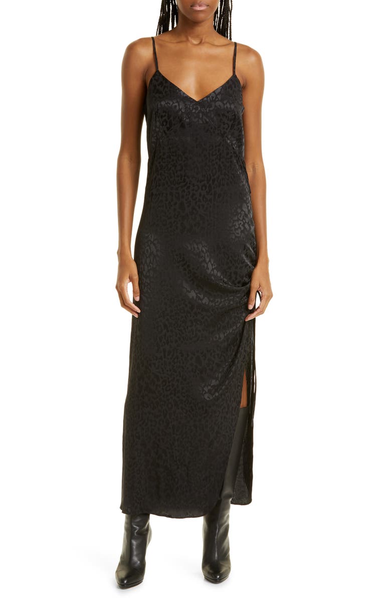 The Range Cinched Leopard Print Satin Slipdress, Main, color, 