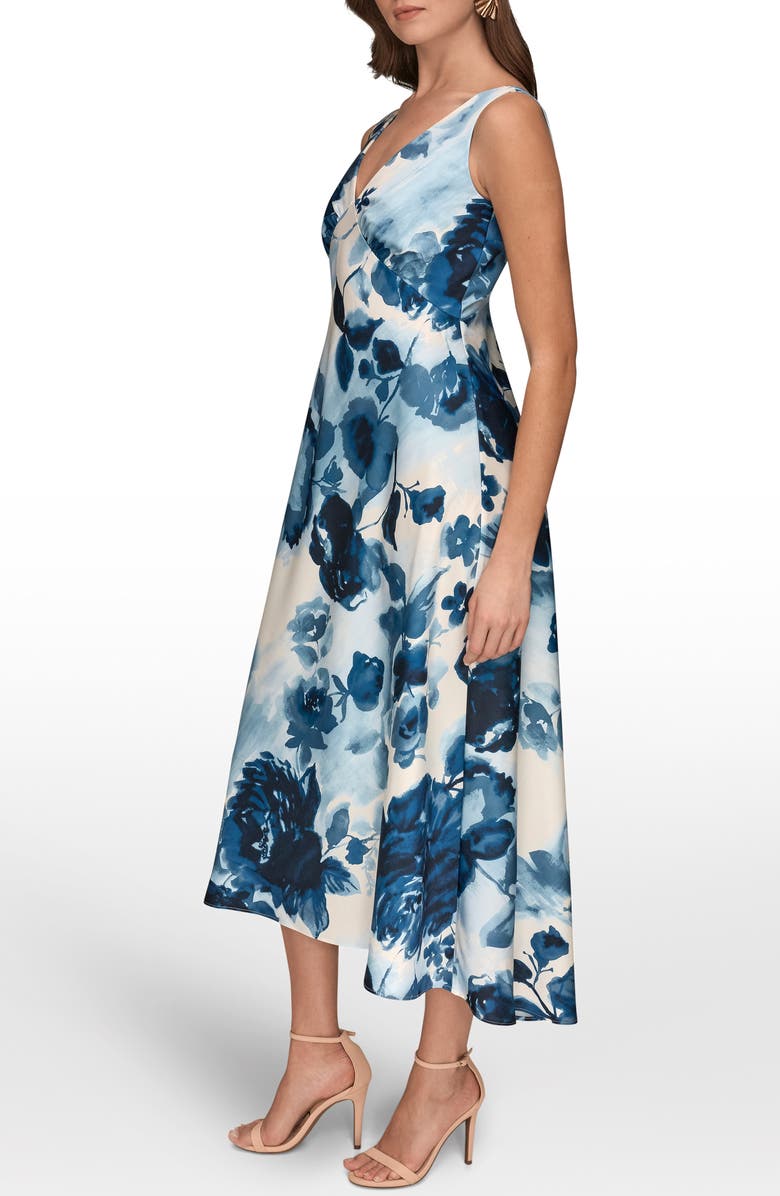 Donna Karan New York Floral Empire Waist A-Line Dress, Alternate, color, Nightfall Multi