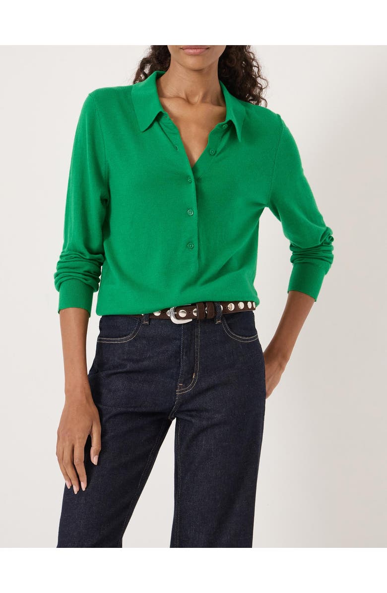 Hush Merino Long Sleeve Polo Top, Alternate, color, Bright Green