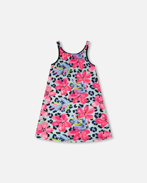 Sleeveless Floral and Leopard Swim Beach Dress (Toddler, Little Kid & Big Kid)