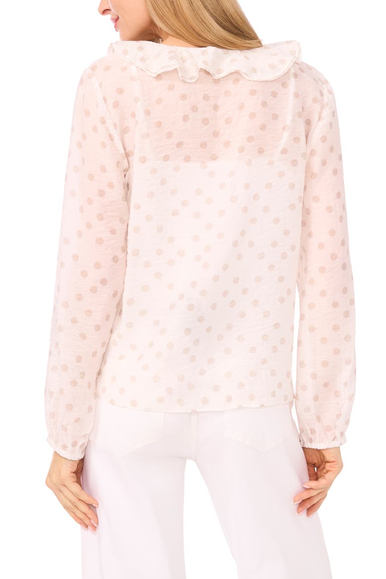 Polka Dot Ruffle Trim Top, Alternate, color, CLAY