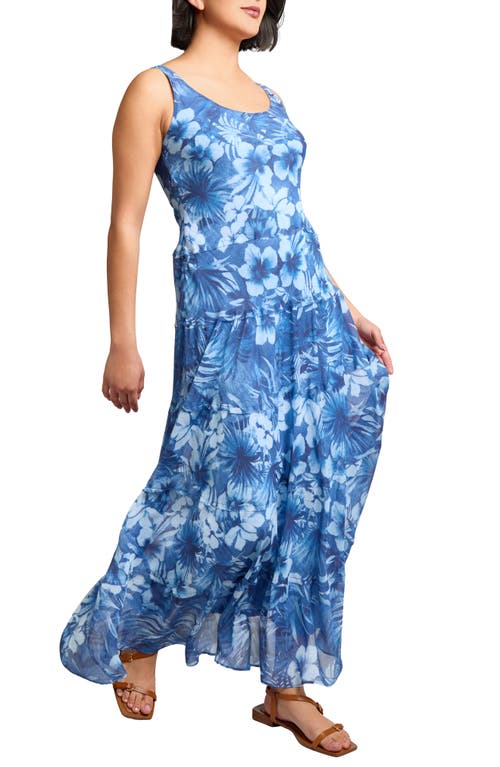 Jones New York Print Sleeveless Chiffon Maxi Dress In Blue