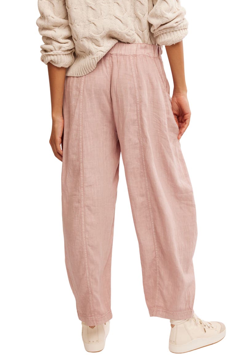 High Road Pull-On Linen Blend Barrel Pants, Alternate, color, BLUSH TINT