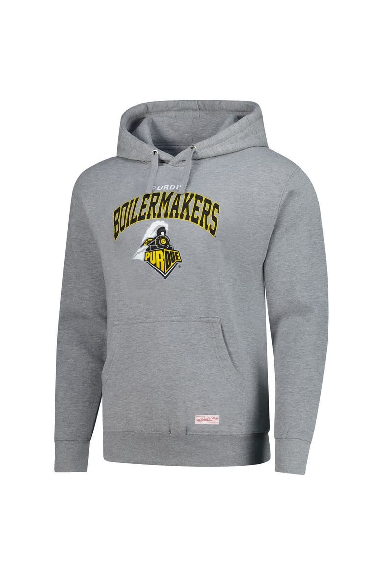 Men's Mitchell & Ness  Heather Gray Purdue Boilermakers Classic Arch Pullover Hoodie, Alternate, color, Heather Gray