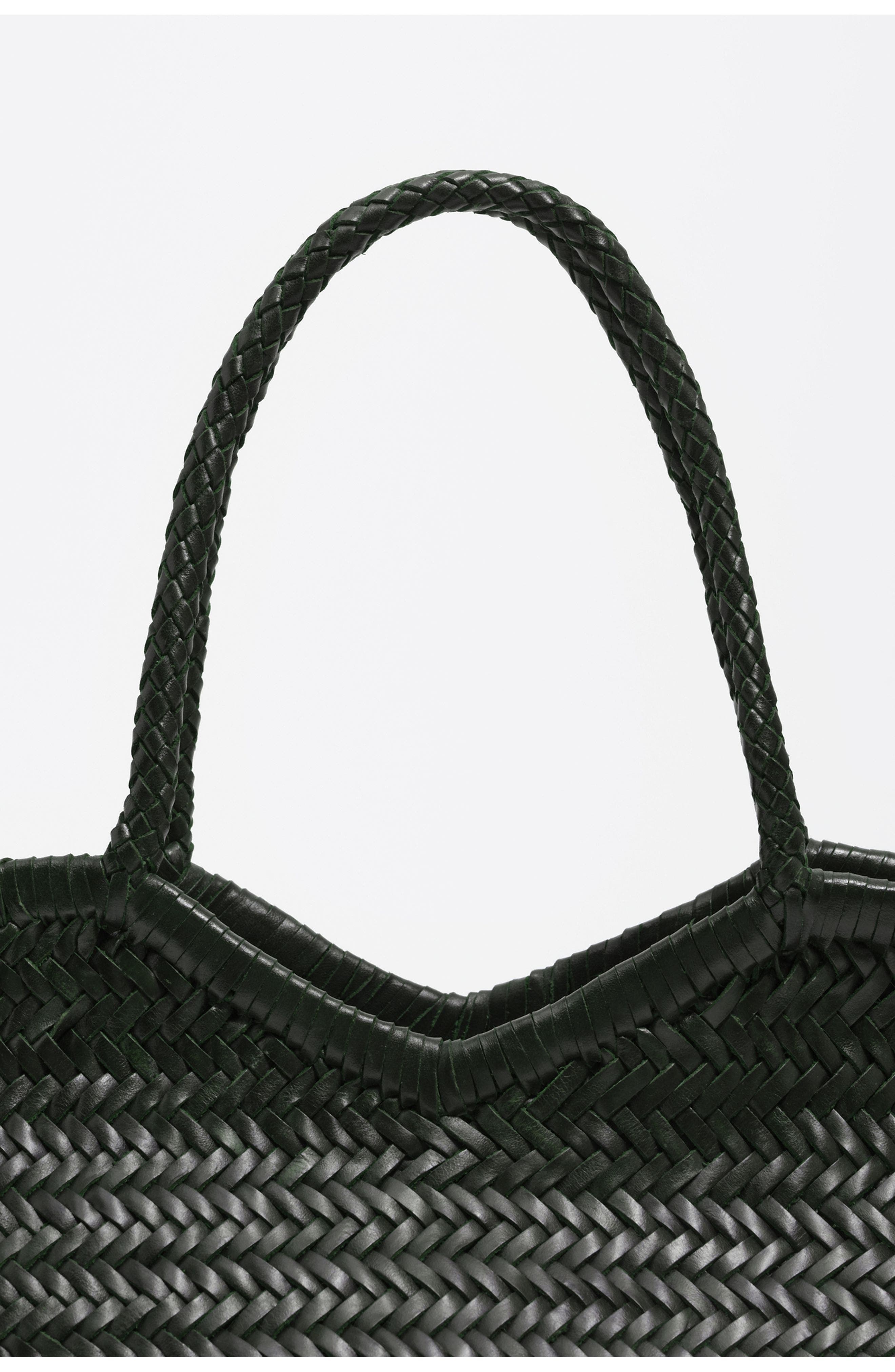 Bimba y Lola Large Braided Leather Shopper Bag, Alternate, color, Dark Green