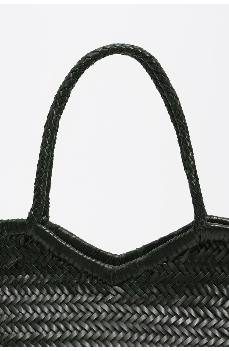 Bimba y Lola Large Braided Leather Shopper Bag, Alternate, color, Dark Green