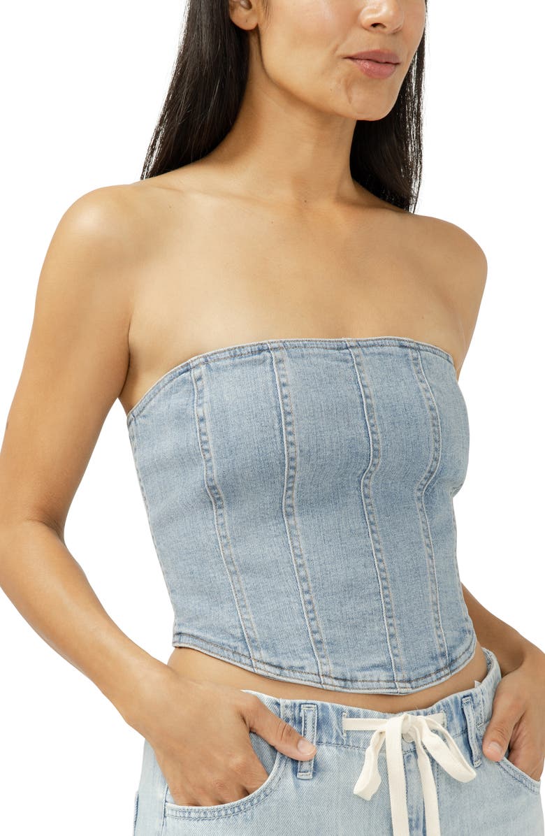 Silver Jeans Co. Strapless Denim Corset Top, Alternate, color, Mazatlan